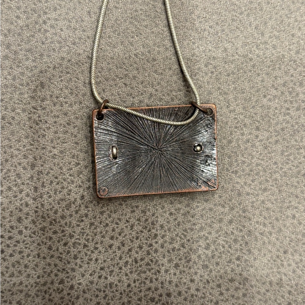 Silver Tree of Life Pendant on Rectangular Copper Plate 925 22” chain. - Picture 5 of 5